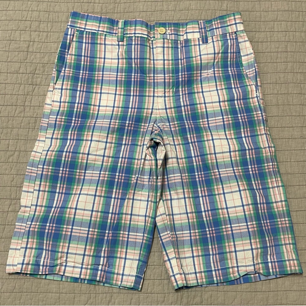 Vineyard Vines Boys Plaid Cotton Twill Breaker Shorts with Adjustable Waist 16